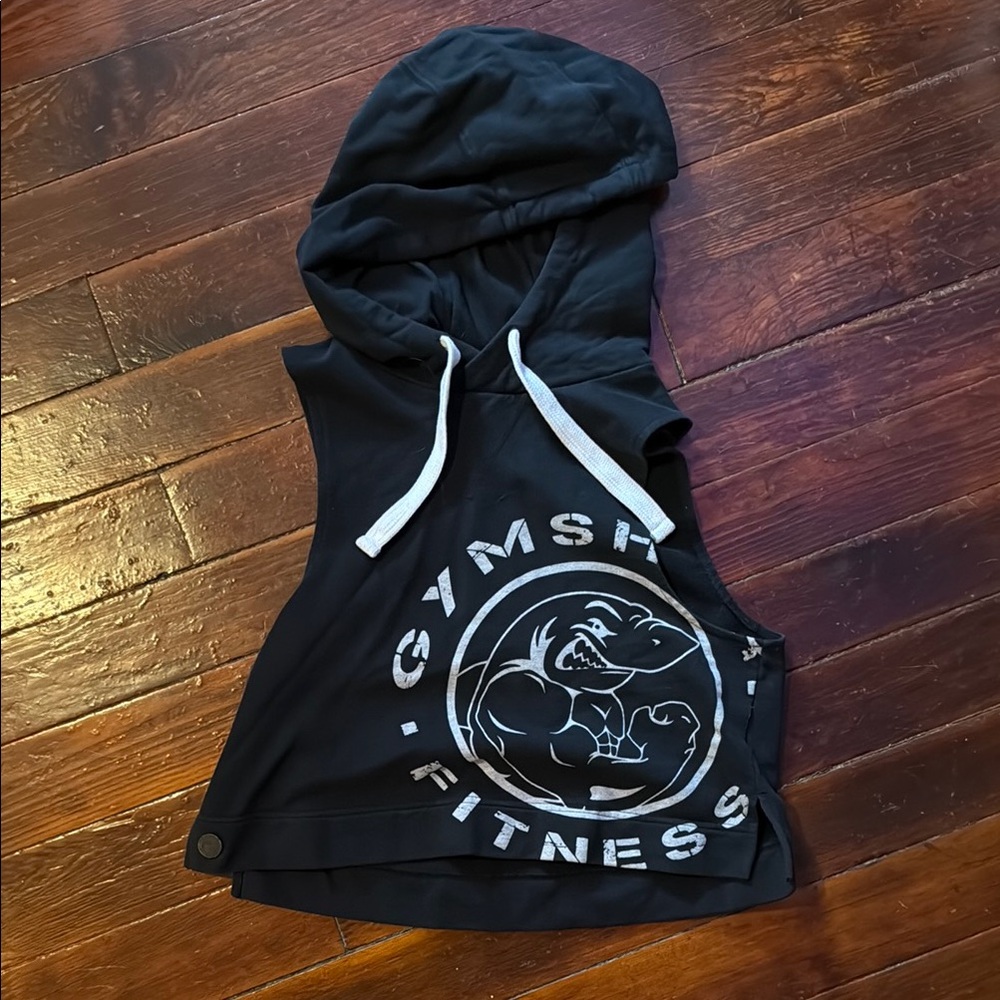 Black Gymshark Sleeveless Hoodie